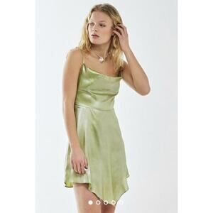 Urban Outfitters Shiny Satin Asymmetrical Mallory Mini Dress Size Small